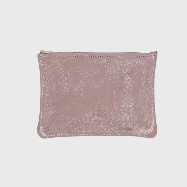 Tracey Tanner medium zip pouch candy patent nude