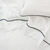 Cultiver Piped Linen Sheet Set White and Navy