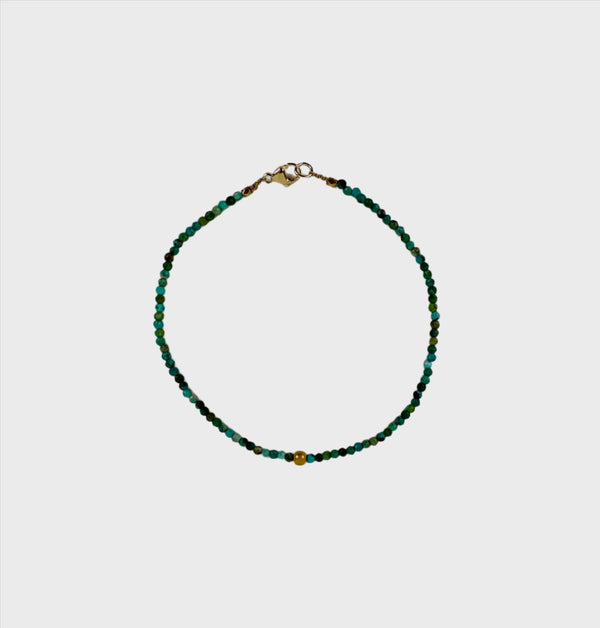margaret solow turquoise and 18kt gold beaded bracelet
