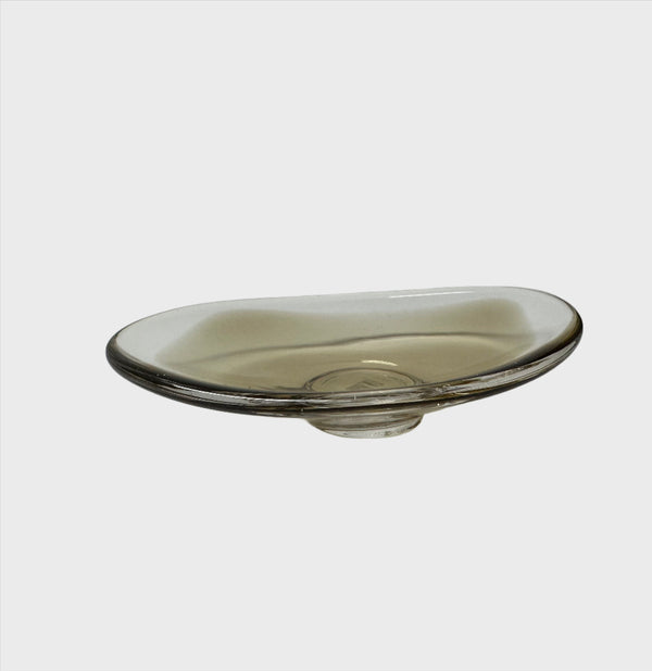 Gary Bodker small Tsubasa bowl in brown organic hand blown glass dish
