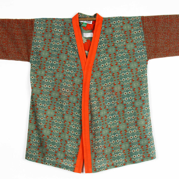 Kimono, jacket, shirt, orange grey green, brown Les Belles Vagabondes