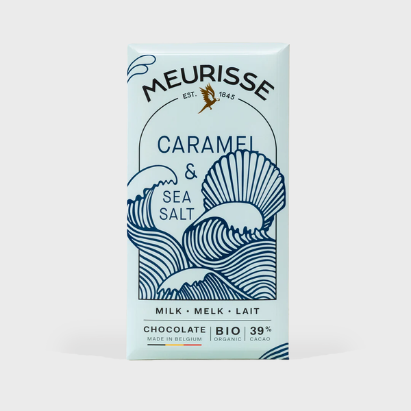 Meurrise Caramel and Sea Salt Milk chocolate 39% cacao organic belgian chocolate made in Belgium