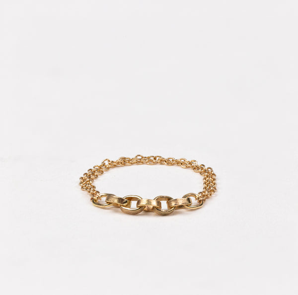 14k gold chain  tiny links ring NYC handmade