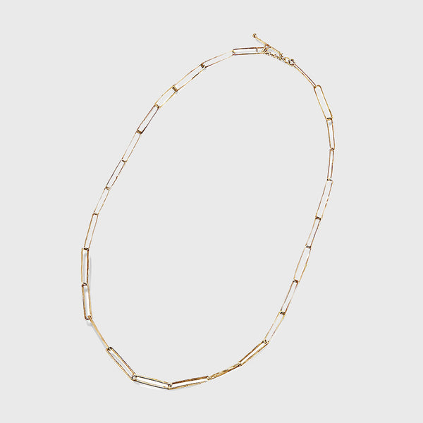 14K gold rectangular link necklace  16" handmade NYC