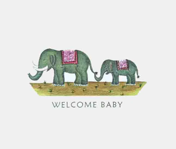 Welcome Baby Card Elephants