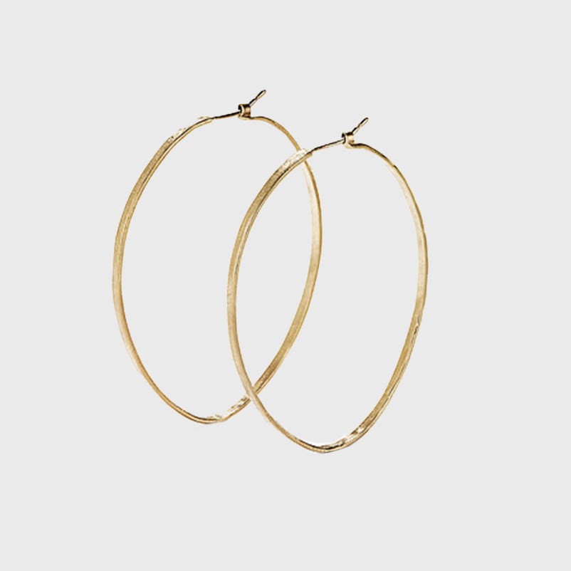 14K gold hammered loops delicate earrings classic