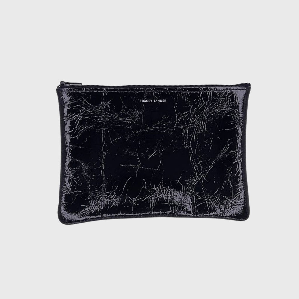 Tracey Tanner medium zip pouch black foil