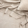 Cultiver Piped Linen Sheet Set Natural and Forest