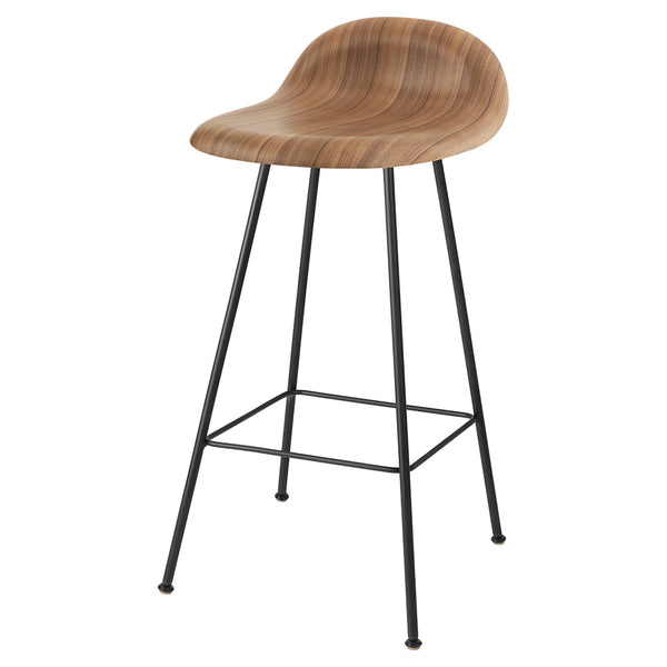 Gubi counter stool walnut seat black center base