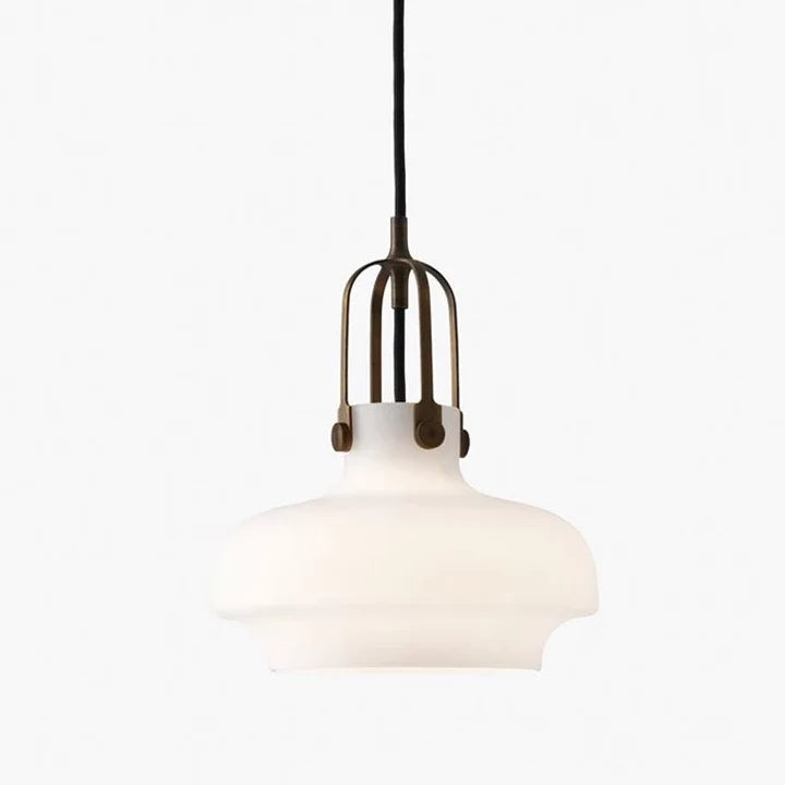 SC6 pendant opal glass shade bronzed brass extension frame designed by Space Copenhagen