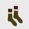 Lisa b colorblock women's cashmere crew sock  olive