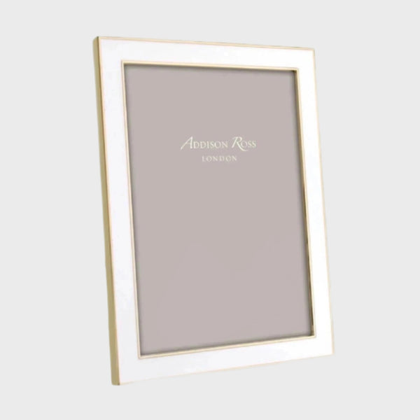 White enamel Picture Frame, gold trim Addison Ross 4x6 5x7