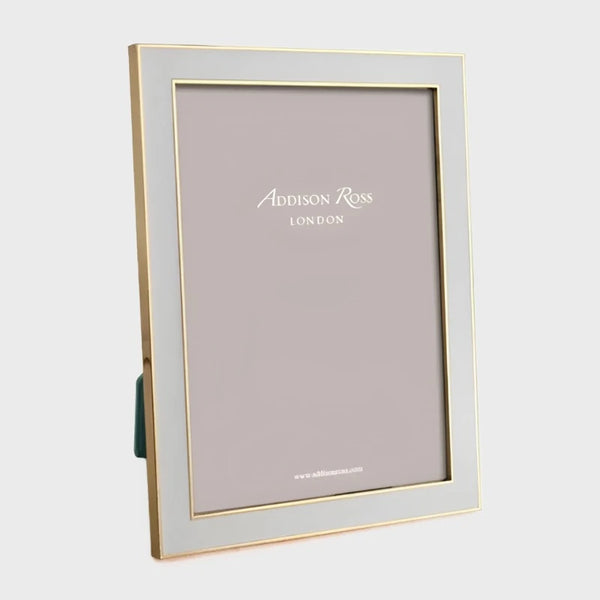 Addison ross stone grey enamel picture frame with gold trim