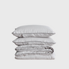 Cultiver Piped Linen Duvet Cover Gray and Slate