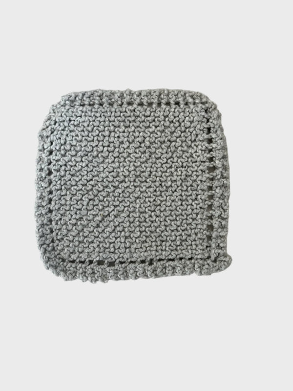 Knitted silver washcloth handmade house made in CT