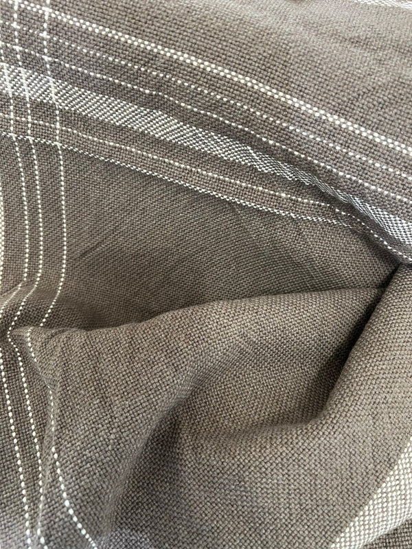 Hand woven chocolate brown plaid kitchen towel 