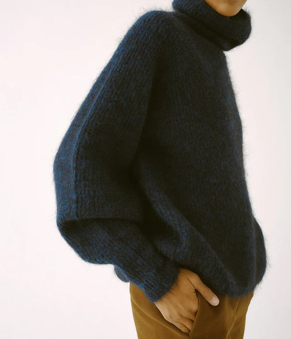 SAYAKA DAVIS Mohair High neck mohair sweater in indigo