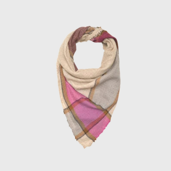 moismont foulard 626 rose grey plaid cashmere wool blend