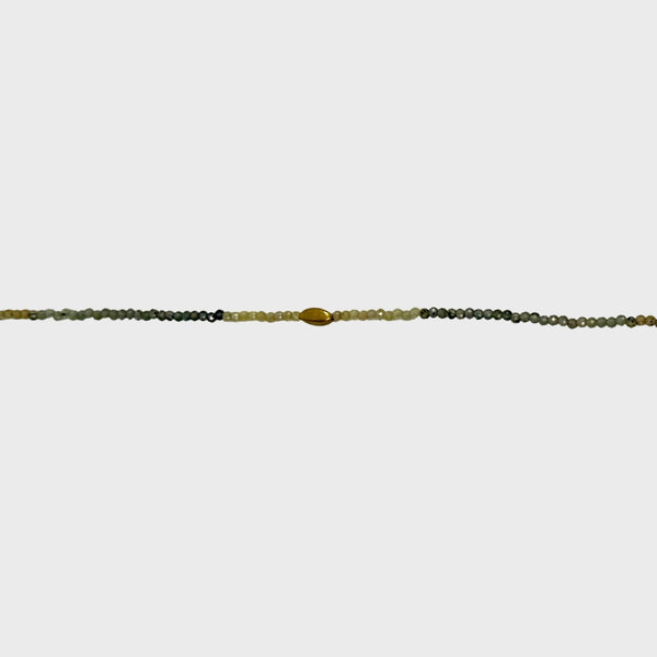 Multicolor beaded sapphire bracelet with single gold bead and clasp