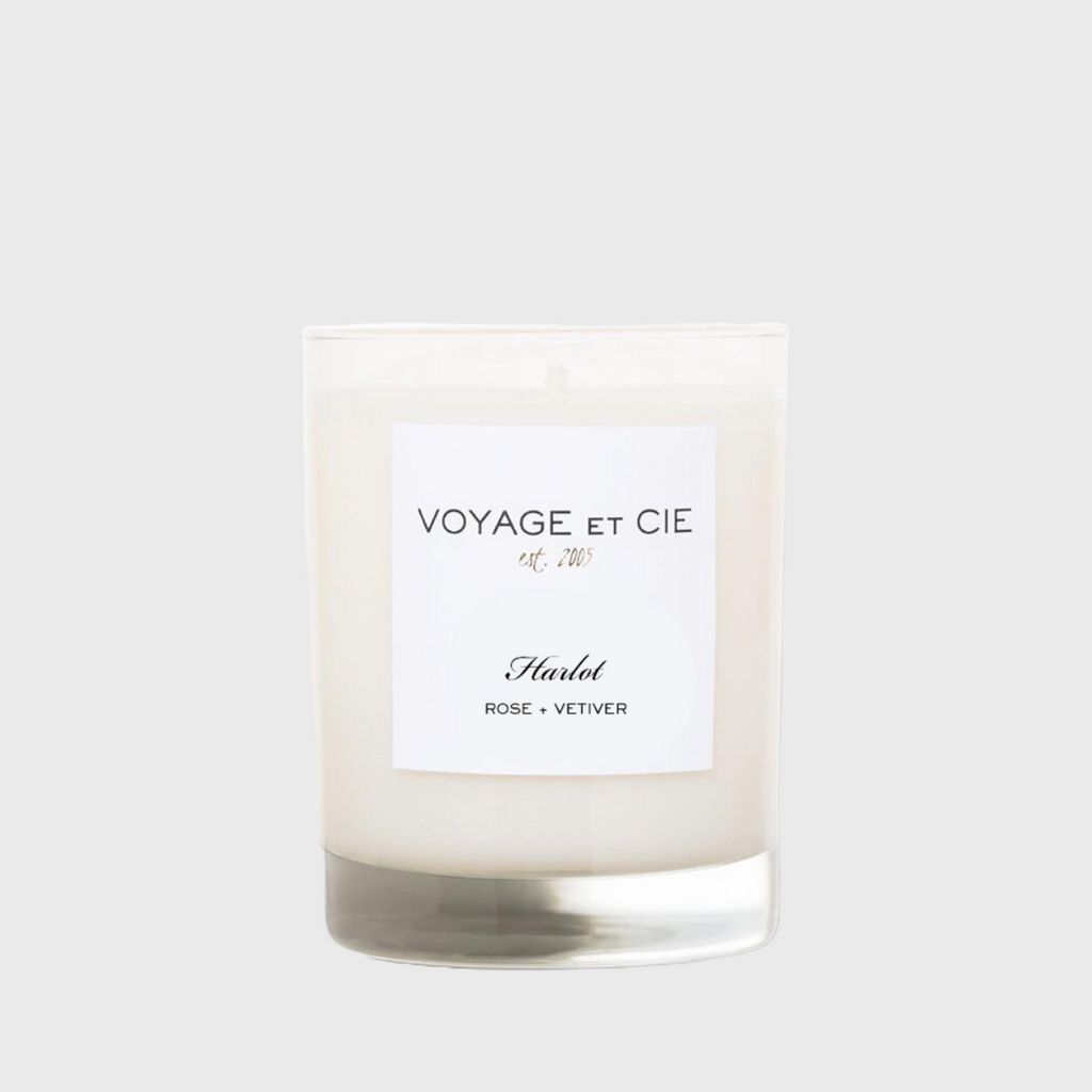 voyage et cie Harlot candle rose + vetiver hot pink box for breast cancer awareness