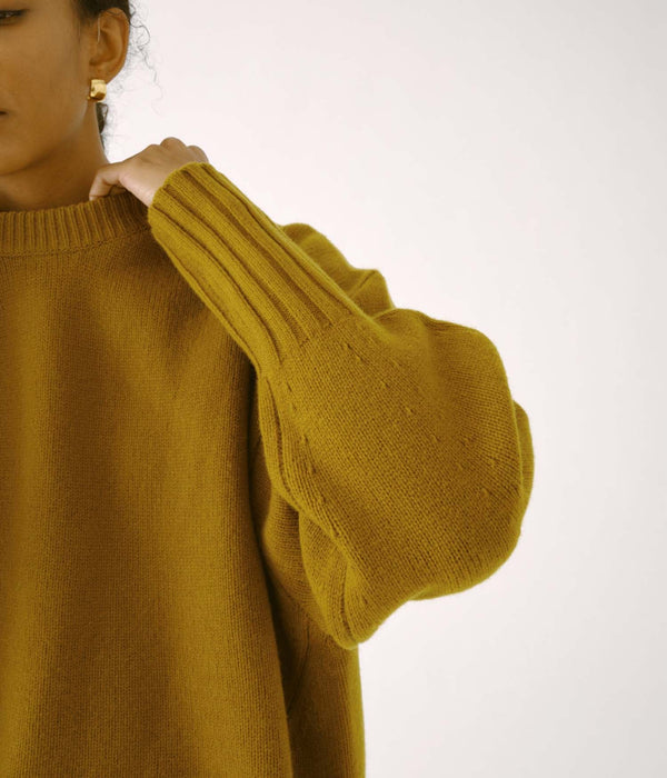 SAYAKA DAVIS balloon sleeve sweater in bronz close up