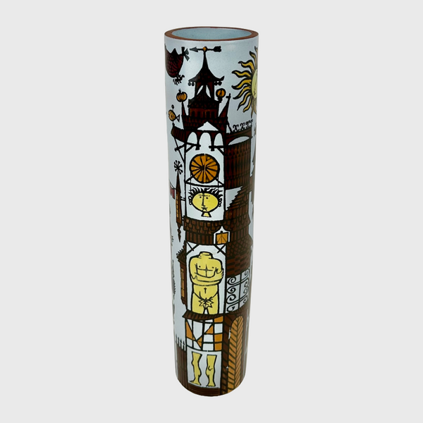 Karneval vase by stig lindberg for gustavberg fiaence vase series handpainted sweden