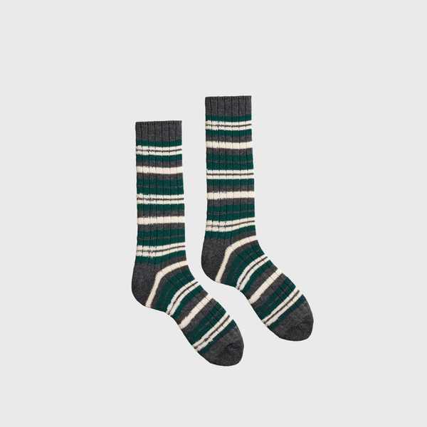 Lisa b men's wool cashmere striped socks emerald