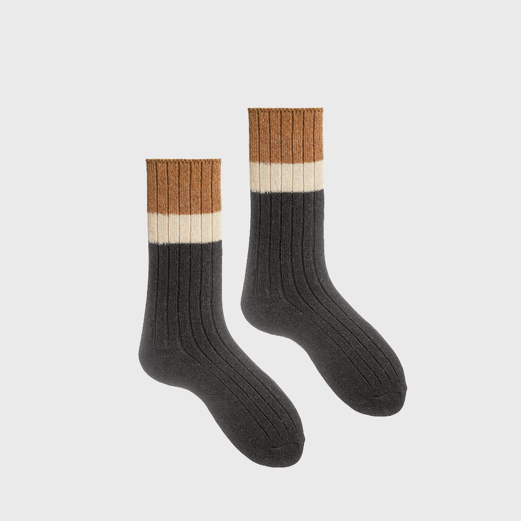 Lisa b colorblock women's cashmere crew sock charcoal