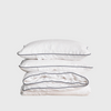 Cultiver Piped Linen Duvet Cover Set White and Navy