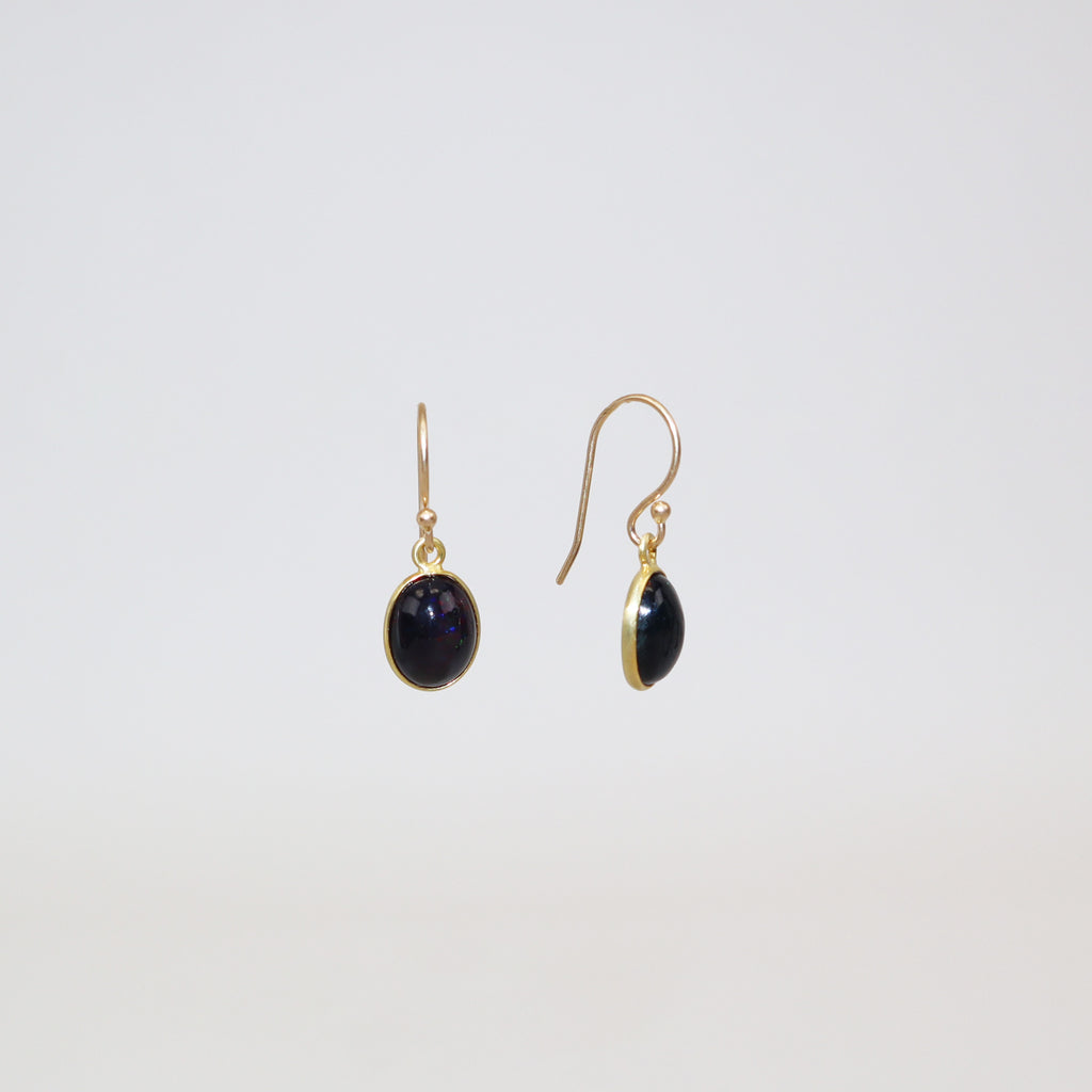 margaret solow black opal drop earrings handmade 18k gold jewelry