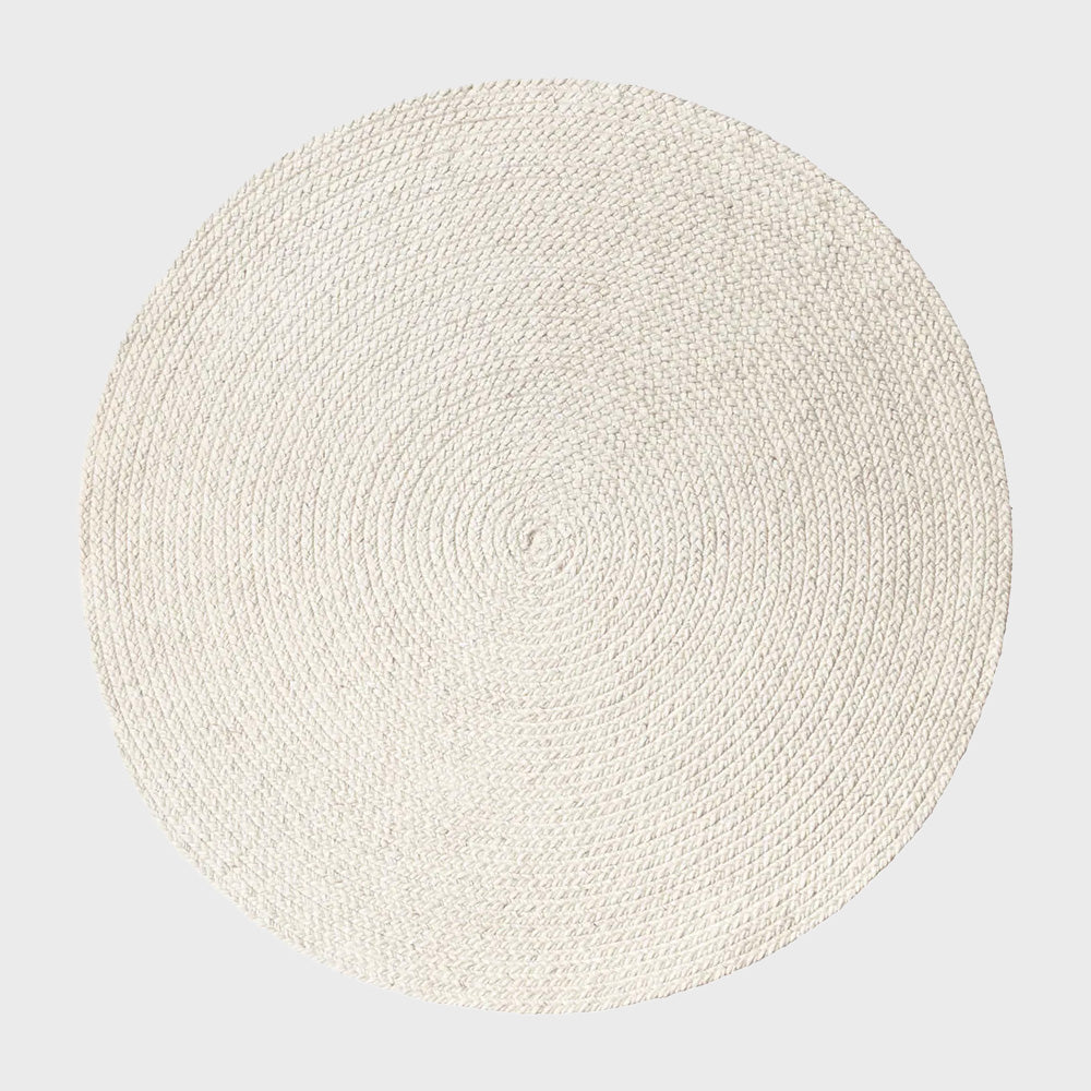 Braided wool rug chalk armadillo 4', 5', multiple sizes accent plush
