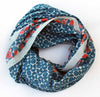 Les Vagabonde square cotton scarf perspective corale designed in france hand printed in India