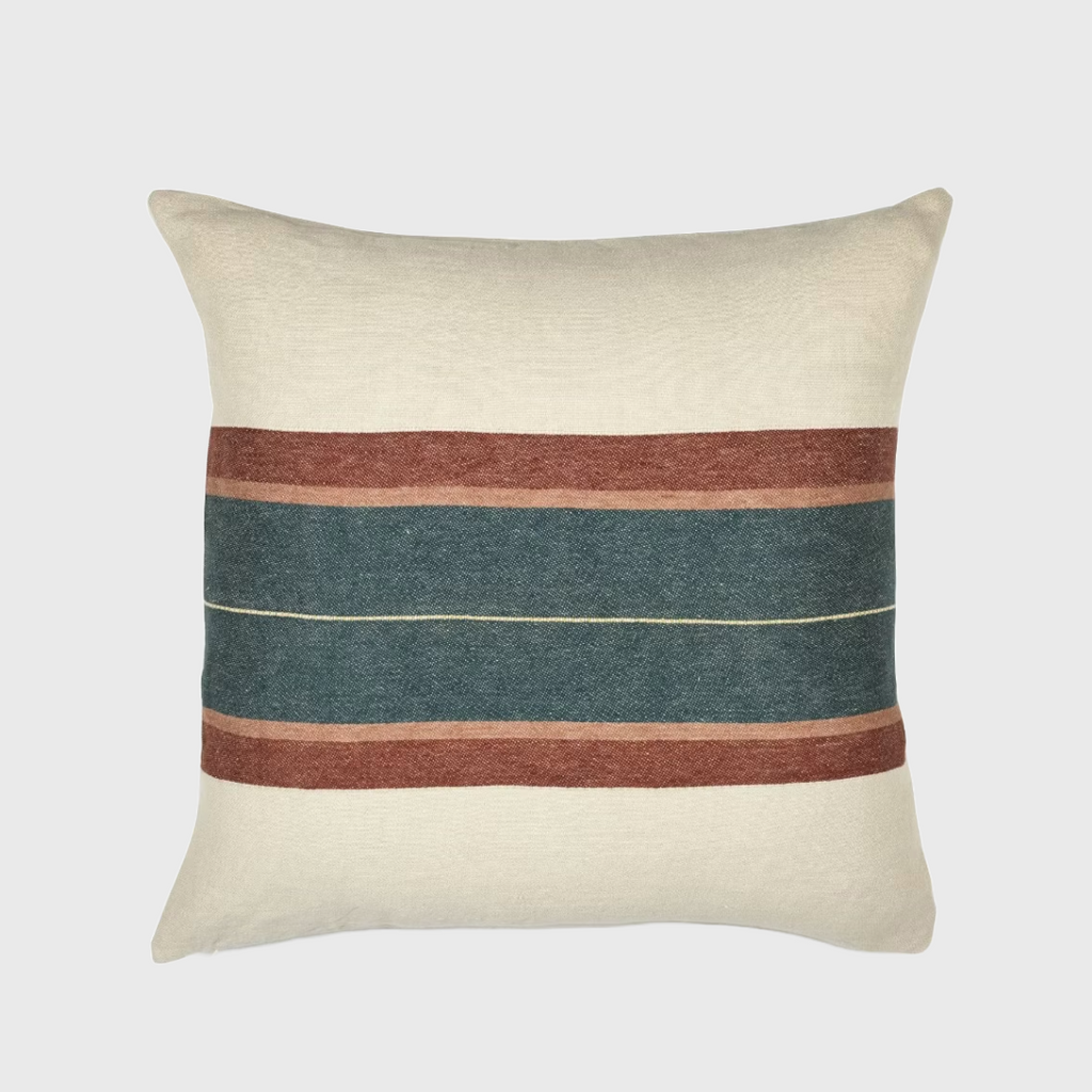 lys euro pillow libeco forest green leather and rose stripe down feather insert