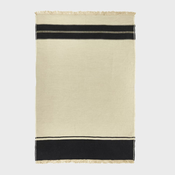 Libeco Marshall Throw black and tan fringe throw blanket made in belgium