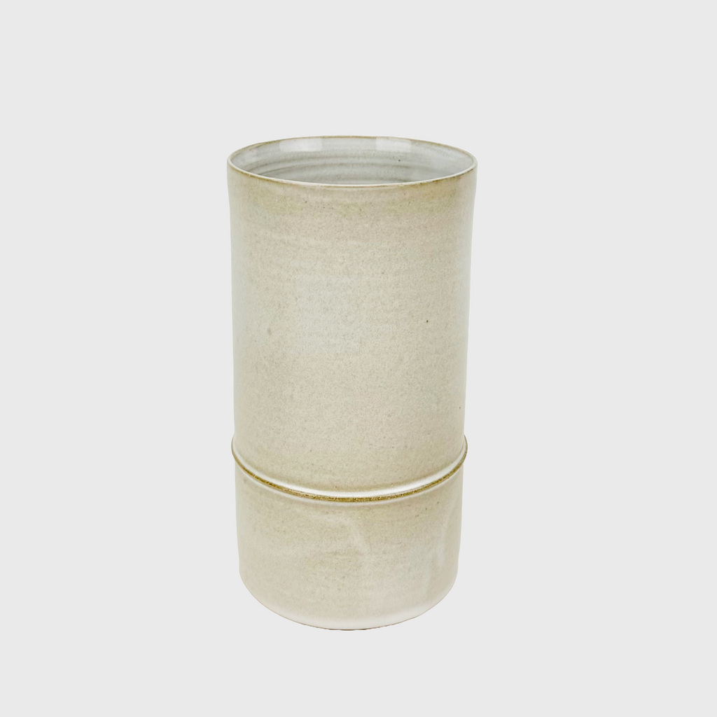 Tracie Hervy matte white tall vase with bead