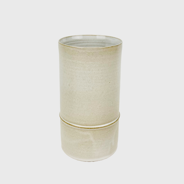 Tracie Hervy matte white tall vase with bead
