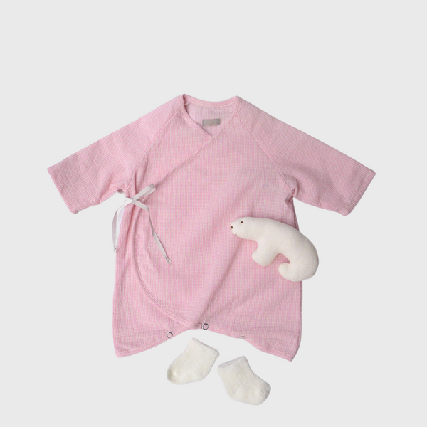 Make Check Kimono Newborn Set in Pink