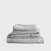 Cultiver Piped Linen Sheet Set Smoke Gray and Slate