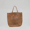 Maison N.H. anabelle vertical bag natural rafia woven fibers tan and black