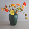 Bergs Potter Willow Glazed Vase in emerald green with flowers
