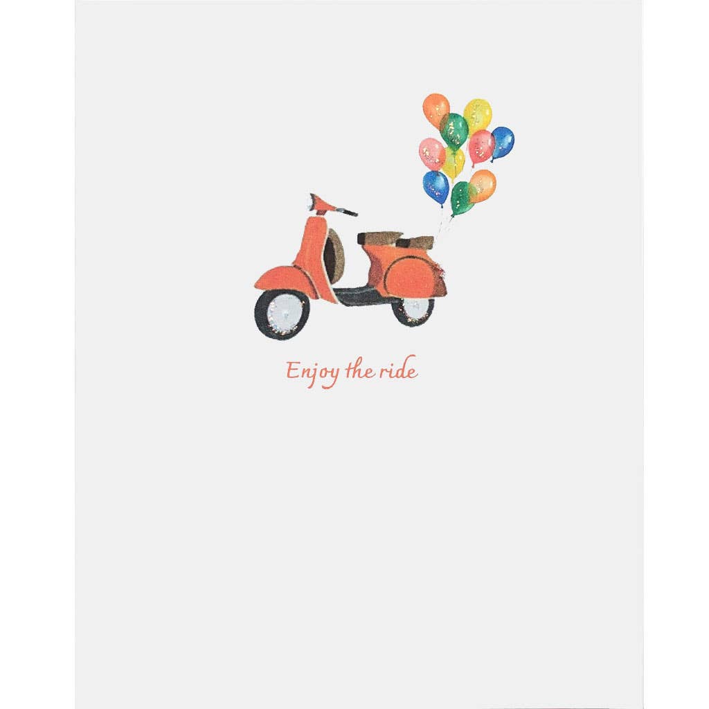 Vespa With Balloons Card