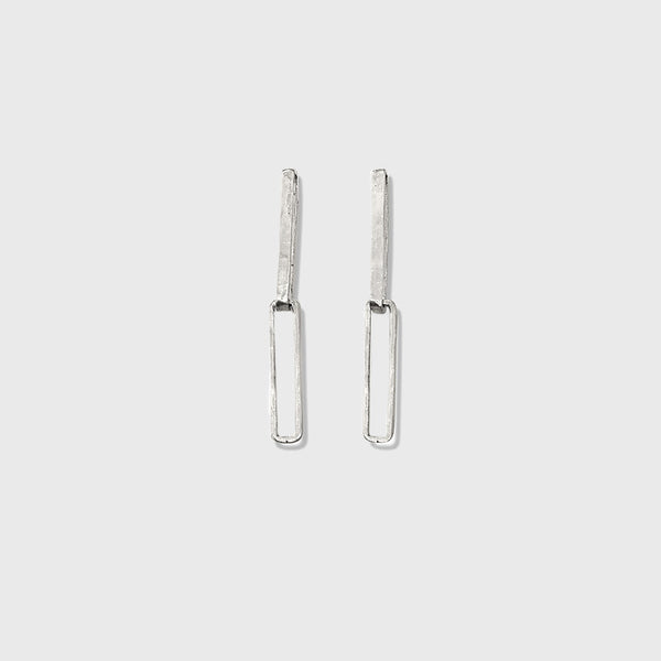 sterling silver earring rectangular handmade Nyc