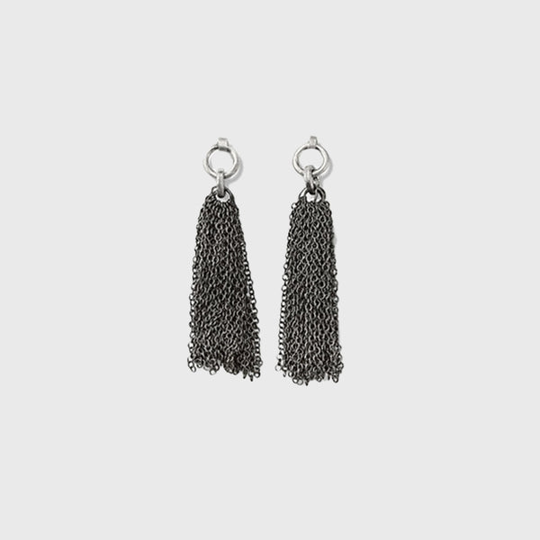 oxidized tassel sterling silver post handmade NYC