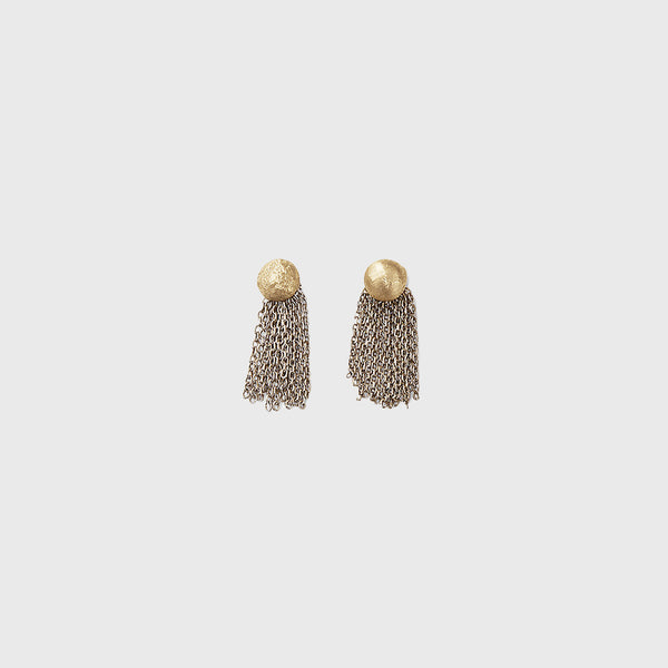 14k gold post with sterling silver tassel handmade NYC