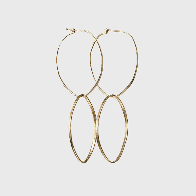 14 k gold double oval hoop can be worn double or single  earrings handmade NYC