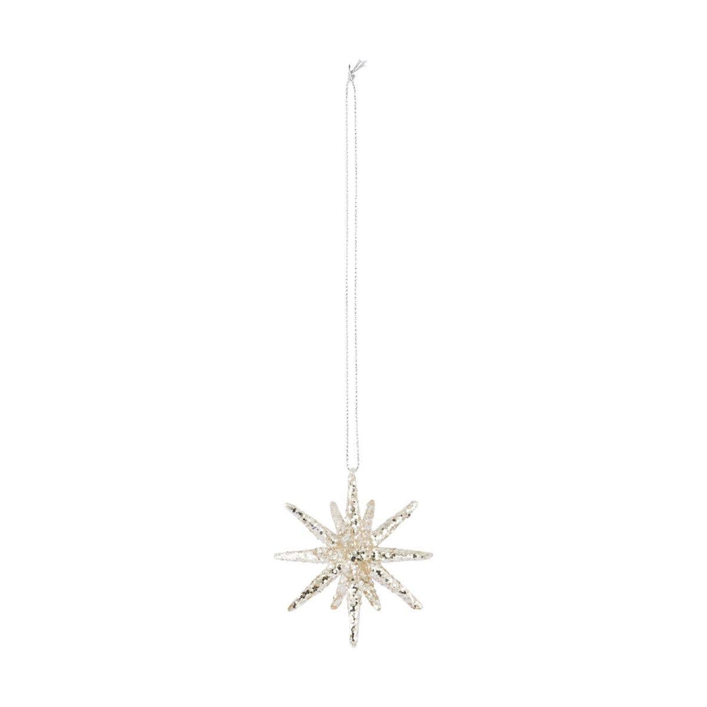 Ornament, Spike, Silver w. glitter