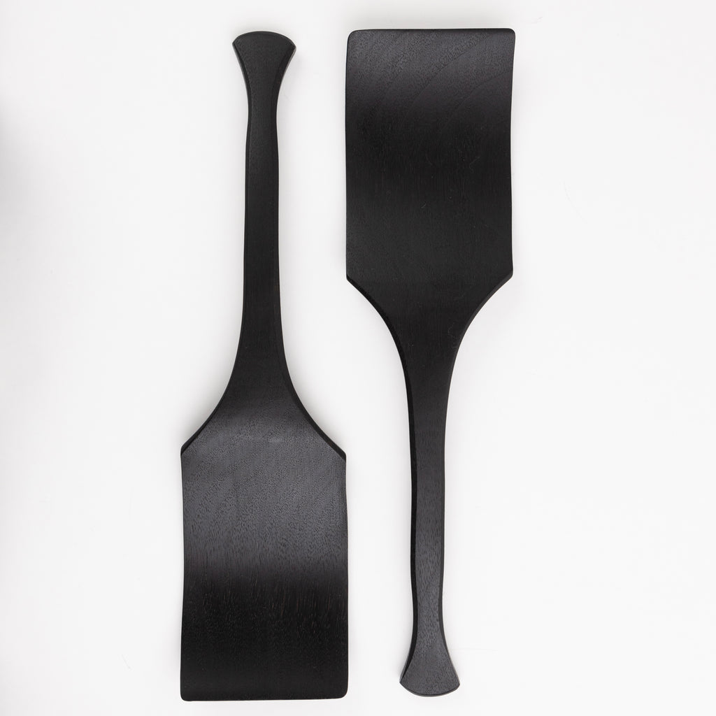 Daniel Gugnoni salad serving set ebonized walnut