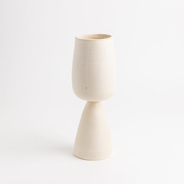 jessie lazar tulip vase handmade in brooklyn unique ceramic pottery matte chalk white
