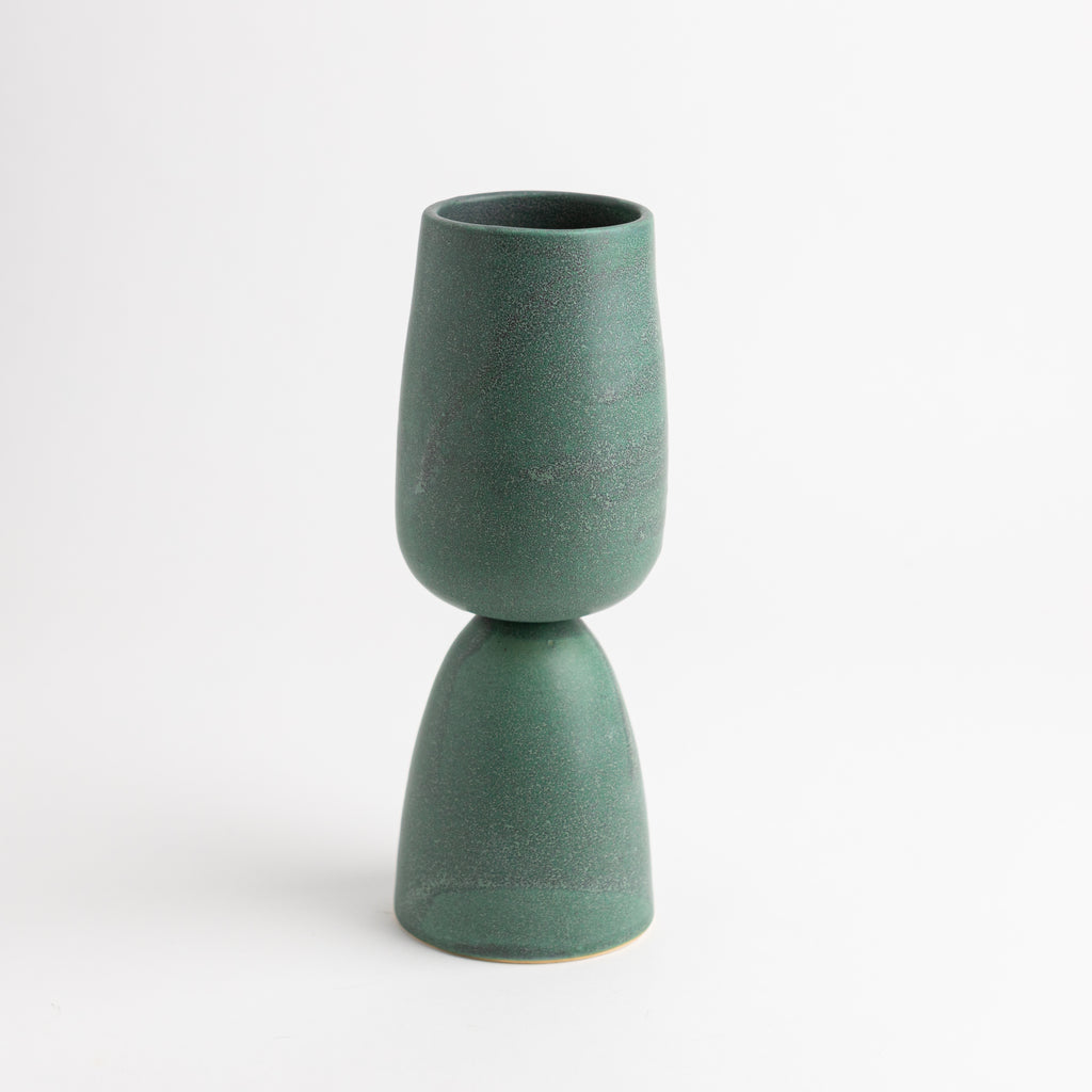 jessie lazar tulip vase handmade in brooklyn unique ceramic pottery matte emerald