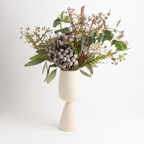 jessie lazar tulip vase handmade in brooklyn unique ceramic pottery matte chalk white